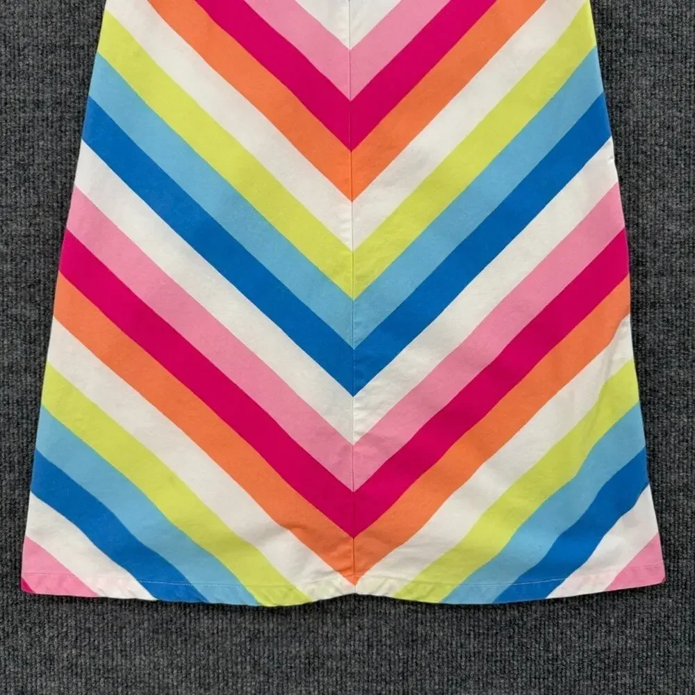Gymboree Rainbow Cabana Dress Girls 8 Multicolor Chevron Sleeveless Cotton